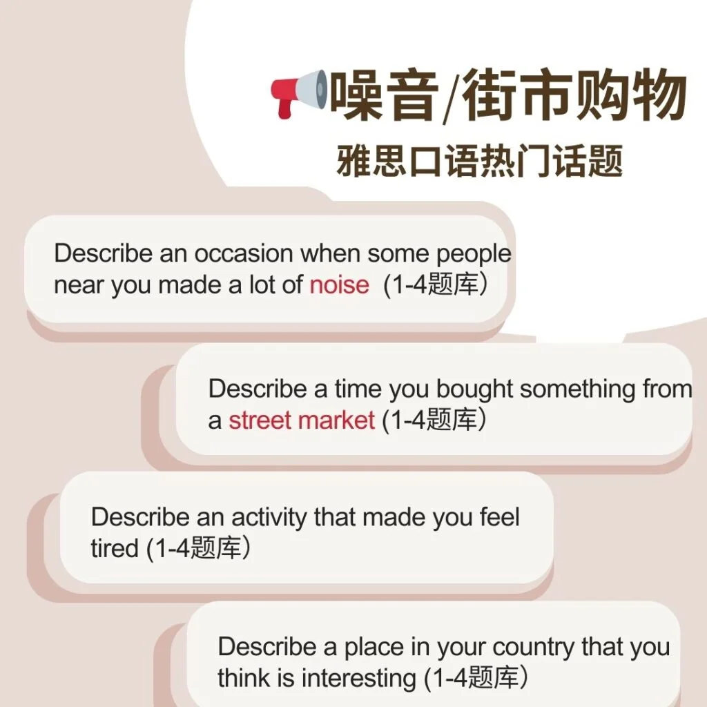 最新雅思口语串题素材街市购物噪音主题