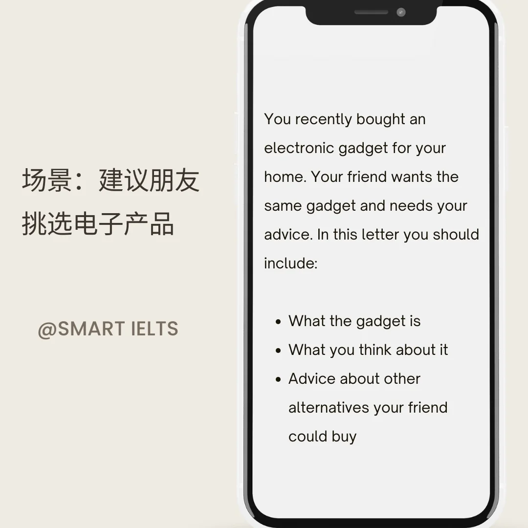 雅思g类书信写作场景之建议朋友挑选电子产品题目